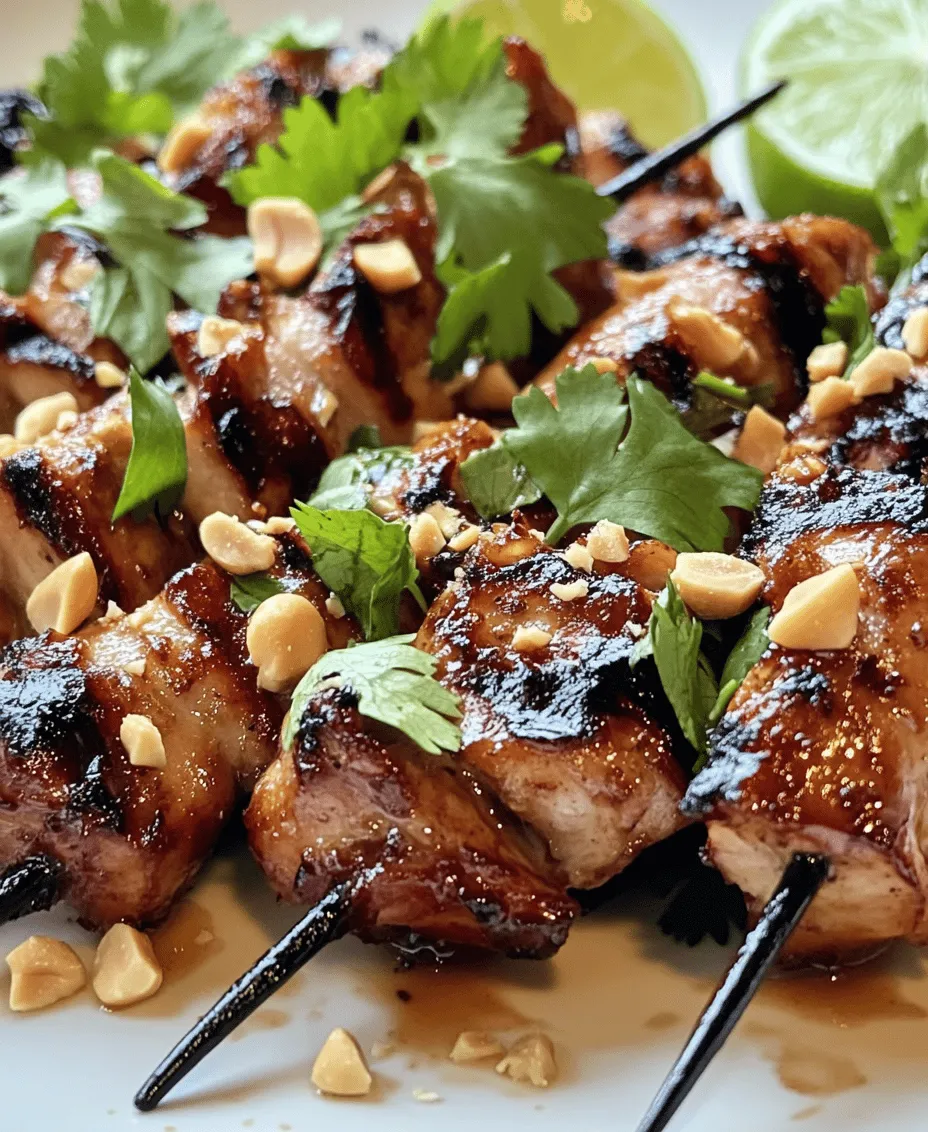 Embark on a delightful culinary adventure with our Easy Grilled Thai Chicken Skewers with Peanut Sauce. This mouthwatering recipe beautifully marries the bold and vibrant flavors of Thai cuisine with the simplicity and joy of outdoor grilling, making it an ideal choice for family dinners, summer barbecues, or casual gatherings with friends. Imagine tender, marinated chicken thighs skewered and grilled to perfection, each bite bursting with flavor and served with a creamy, rich peanut sauce that elevates the dish to a whole new level of deliciousness.