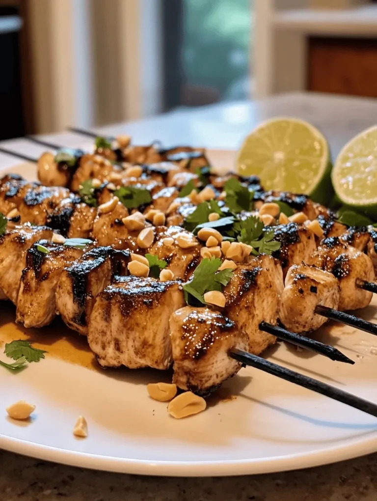 Embark on a delightful culinary adventure with our Easy Grilled Thai Chicken Skewers with Peanut Sauce. This mouthwatering recipe beautifully marries the bold and vibrant flavors of Thai cuisine with the simplicity and joy of outdoor grilling, making it an ideal choice for family dinners, summer barbecues, or casual gatherings with friends. Imagine tender, marinated chicken thighs skewered and grilled to perfection, each bite bursting with flavor and served with a creamy, rich peanut sauce that elevates the dish to a whole new level of deliciousness.