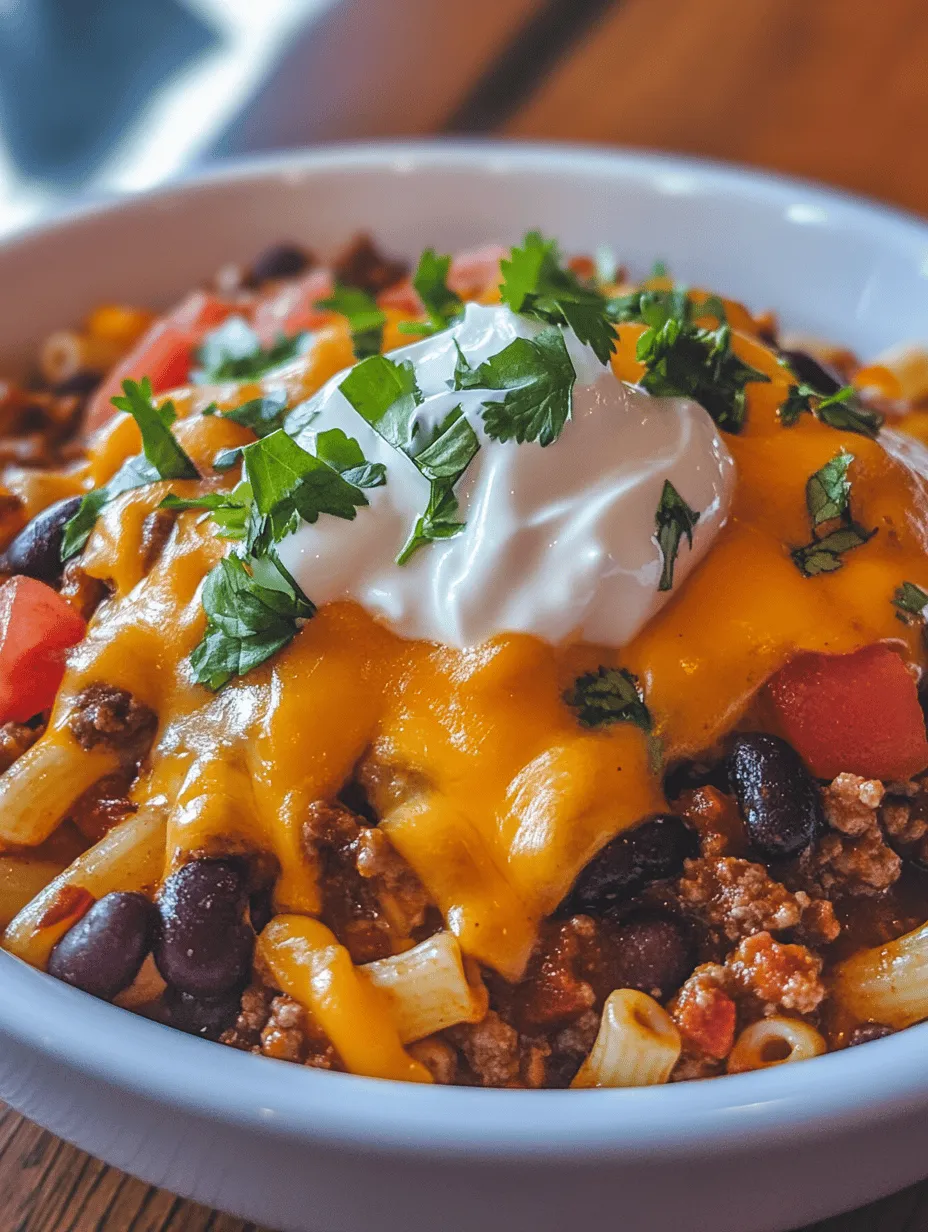 Spicy Chili Mac Delight is a dish that perfectly embodies the essence of comfort food, combining the heartiness of macaroni and cheese with the robust flavors of chili. It’s a dish that not only satisfies hunger but also warms the soul, making it a go-to meal for busy weeknights or casual gatherings with family and friends. The blend of pasta, meat, beans, and spices creates a delightful medley that is both filling and delicious, making it a staple in many households.