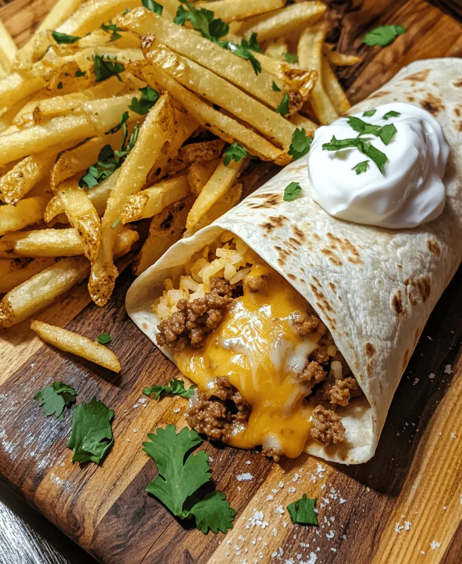 Welcome to your new favorite recipe: Cheesy Beef Burritos with Crispy Fries! This delightful dish is a harmonious blend of flavors and textures that brings comfort food to a whole new level. Imagine succulent ground beef seasoned to perfection, enveloped in a warm tortilla, and complemented by the satisfying crunch of crispy fries. Whether you're hosting a family dinner, planning a gathering with friends, or prepping meals for the week, this recipe is versatile enough to fit any occasion.