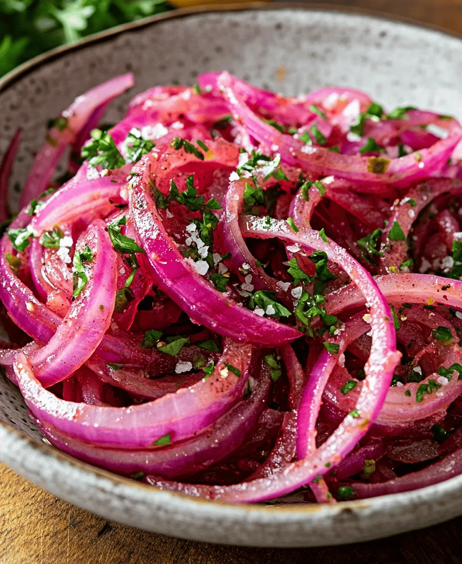 Zesty Sumac Onions are a vibrant and tangy side dish that can elevate any meal with their bold flavors and refreshing crunch. This dish showcases the unique taste of sumac, a spice that adds a citrusy zing to the sweet and sharp notes of red onions. With its bright colors and zesty profile, Zesty Sumac Onions are not just a feast for the palate but also for the eyes. Whether served on a Mediterranean platter, as a topping for grilled meats, or as a garnish for salads, this simple yet delicious dish brings an exciting flavor dimension to a variety of cuisines.