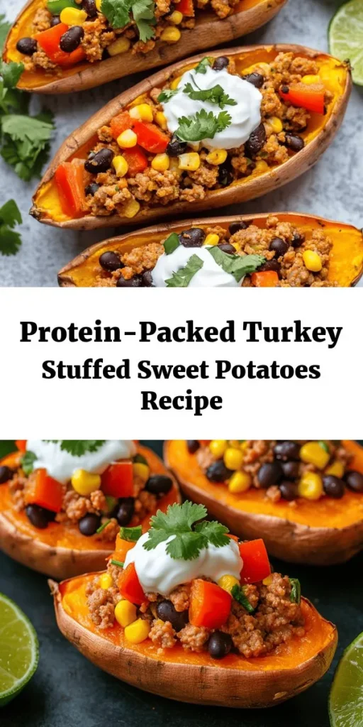 Looking for a nutritious and delicious meal? Try these High Protein Ground Turkey Stuffed Sweet Potatoes! Packed with flavor, these sweet potatoes are filled with seasoned ground turkey, black beans, corn, and topped with creamy Greek yogurt and fresh cilantro. Perfect for a wholesome dinner, this recipe combines convenience and taste. Enjoy a satisfying dish that’s easy to make and full of protein. A delightful meal for the whole family!