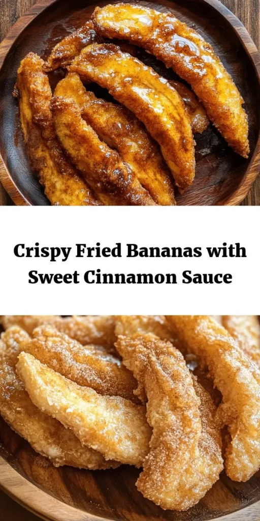 Indulge in the sweet perfection of crispy fried bananas drizzled with a luscious cinnamon butter sauce. This easy recipe features ripe bananas coated in a light batter, fried to golden perfection, and topped with a warm cinnamon-infused sauce. Perfect for dessert or a tasty snack, these crispy bites are sure to please everyone. With just 30 minutes of prep and cooking time, treat yourself to this delightful dish that brings a flavorful twist to a classic favorite!