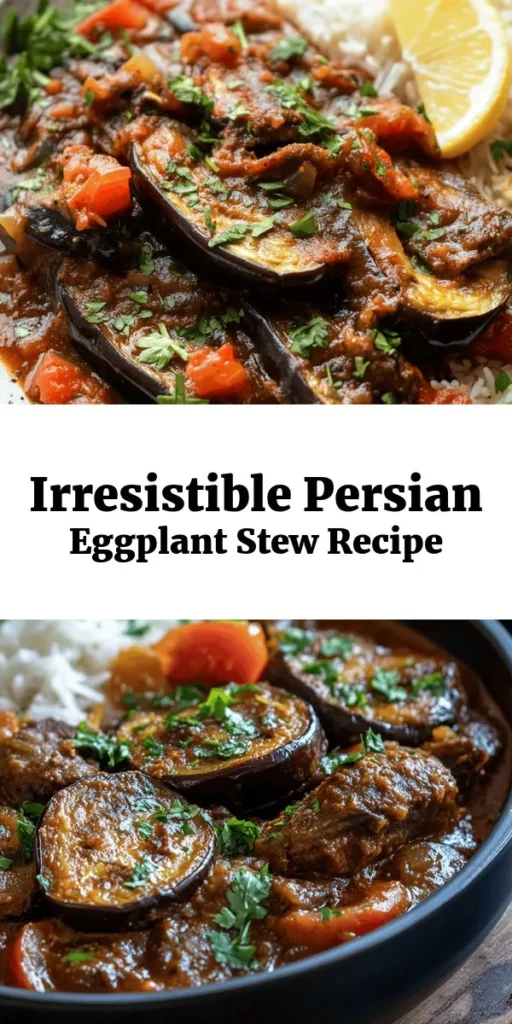 Discover the rich flavors of Khoresh Bademjan, a delicious Persian eggplant stew that combines tender lamb or beef with golden fried eggplants and aromatic spices. This dish is a true comfort food, perfect for any occasion. With a prep time of just 20 minutes and a total cooking time of 2 hours, you'll be able to serve a hearty meal that your family will love. Pair it with steamed basmati rice and lemon wedges for a delightful experience!