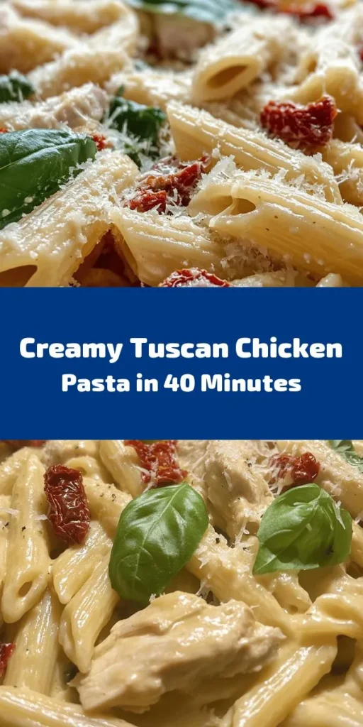 Indulge in this Easy Tuscan Chicken Pasta Delight that brings a taste of Italy to your dinner table! With tender chicken, sun-dried tomatoes, fresh spinach, and a creamy sauce, this dish is perfect for weeknight meals. Start by sautéing chicken and garlic, then create a luscious sauce with chicken broth and cream. Toss everything with al dente penne pasta, and top with Parmesan and basil for a delightful finish. Quick, satisfying, and full of flavor, this recipe serves four and can be ready in just 40 minutes!