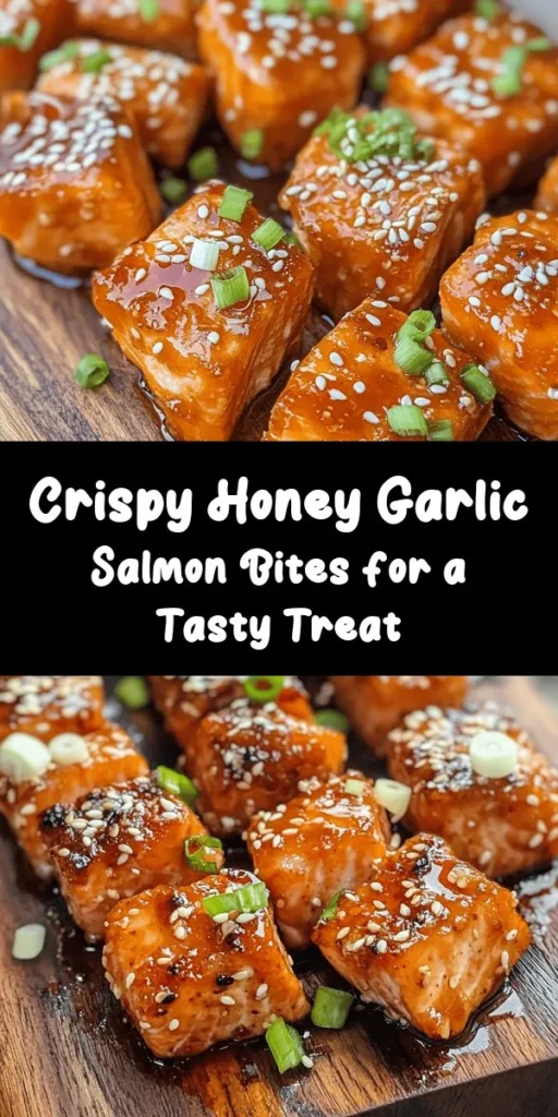 Enjoy a tasty twist on salmon with these Crispy Honey Garlic Salmon Bites! With a delightful crunch from panko breadcrumbs and a sweet, savory honey garlic sauce, they're perfect for a quick weeknight dinner or a party appetizer. This simple recipe combines tender salmon with easy frying techniques, making it a must-try. Garnished with green onions and sesame seeds, these bites are sure to impress. Dive into flavor today!