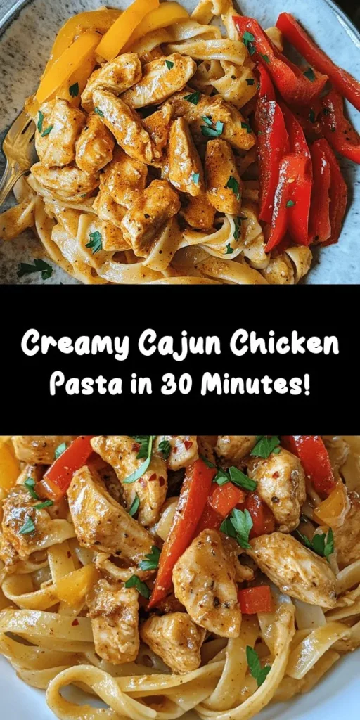Spice up your dinner with this creamy Cajun chicken pasta! This easy recipe combines tender chicken, fettuccine, and a rich, flavorful sauce made with Cajun seasoning, heavy cream, and Parmesan cheese. Perfect for a cozy night in or impressing guests, this dish takes just 30 minutes to make and is sure to satisfy. Garnish with fresh parsley for a pop of color and enjoy the creamy goodness! Ideal for a comforting meal any night of the week.