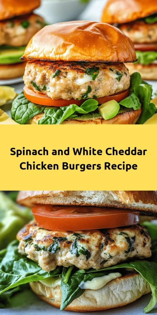 Try these mouthwatering white cheddar and spinach chicken burgers for a tasty twist on a classic! Made with ground chicken, fresh spinach, and creamy white cheddar, these juicy burgers are packed with flavor. Easy to whip up in just 30 minutes, they're perfect for a weeknight dinner or weekend BBQ. Grill them to golden perfection and top with your favorite veggies and condiments. Get ready to impress your family and friends with this delicious recipe!
