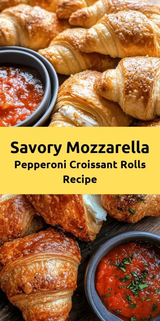 Indulge in these mouthwatering Mozzarella Pepperoni Croissant Rolls! Made with easy-to-use crescent roll dough, they’re stuffed with gooey mozzarella and delicious pepperoni, then baked to golden perfection. Perfect for game nights or a quick snack, these flavorful rolls come with a side of warm marinara for dipping. Just 25 minutes from start to finish, you'll love how simple and satisfying this treat is. Get ready to impress your guests!
