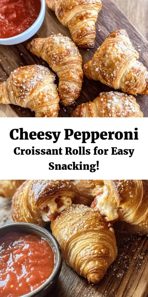 Indulge in these delicious Mozzarella Pepperoni Croissant Rolls! Perfect for a quick snack or party appetizer, they're easy to make with just a few ingredients like crescent roll dough, mozzarella, and pepperoni. Just roll, bake, and enjoy with marinara sauce for a cheesy, savory treat. With just 10 minutes of prep time and a total of 25 minutes, you can satisfy your cravings in no time. Get ready to impress your friends and family with this tasty recipe!