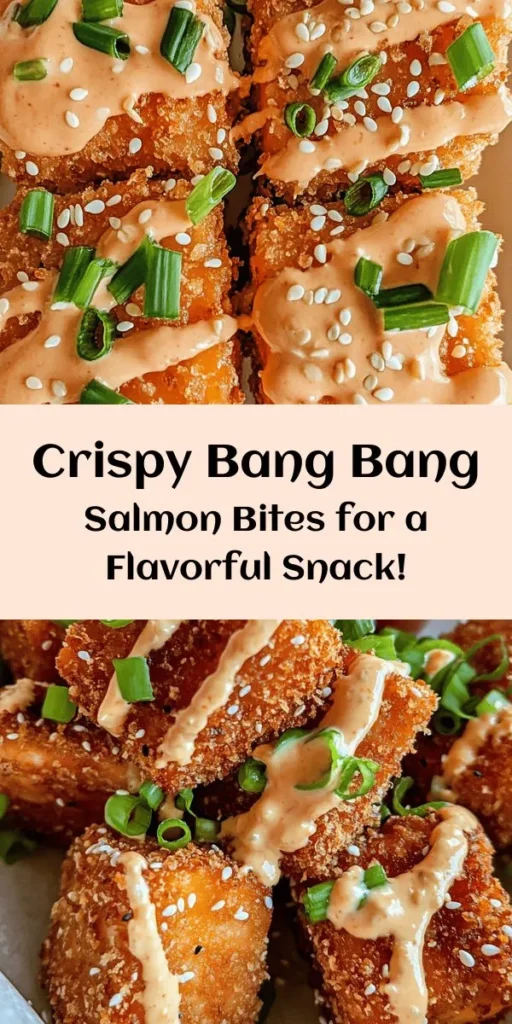 Elevate your dinner with these Crispy Bang Bang Salmon Bites! Easy to make and packed with flavor, these bite-sized treats feature perfectly breaded salmon, fried to crispy perfection. Paired with a creamy, spicy Bang Bang sauce, they're perfect for appetizers or a fun night in. With just a handful of ingredients and quick prep, you'll impress family and friends in no time. Try this delicious recipe and get ready for seconds!