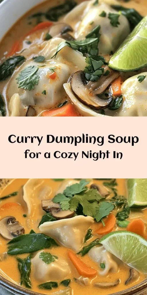 Warm up with this delicious Curry Delight Dumpling Soup! Perfectly crafted dumplings filled with colorful veggies and a hint of curry are served in a creamy, coconut broth enriched with aromatic spices. This comforting dish is not only satisfying but also wholesome, packed with nutrients. Perfect for a cozy night in or when you're looking to impress your guests. Don't miss out on this delightful blend of flavors—get the full recipe and enjoy!