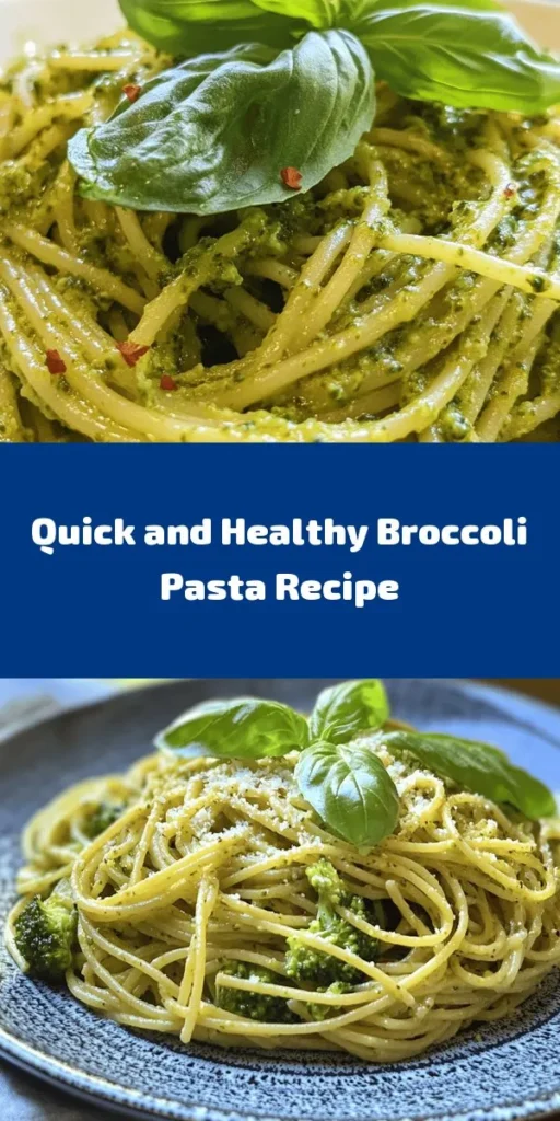 Discover the flavors of Easy Healthy Broccoli Pasta! This quick recipe combines whole wheat pasta and vibrant broccoli tossed in a fragrant garlic and olive oil sauce, with a hint of lemon for brightness. Perfect for a nutritious weeknight dinner, it takes just 25 minutes to prepare. Add a sprinkle of Parmesan and fresh basil for an extra touch. Enjoy a wholesome meal that’s both delicious and satisfying! Great for families or meal prep!