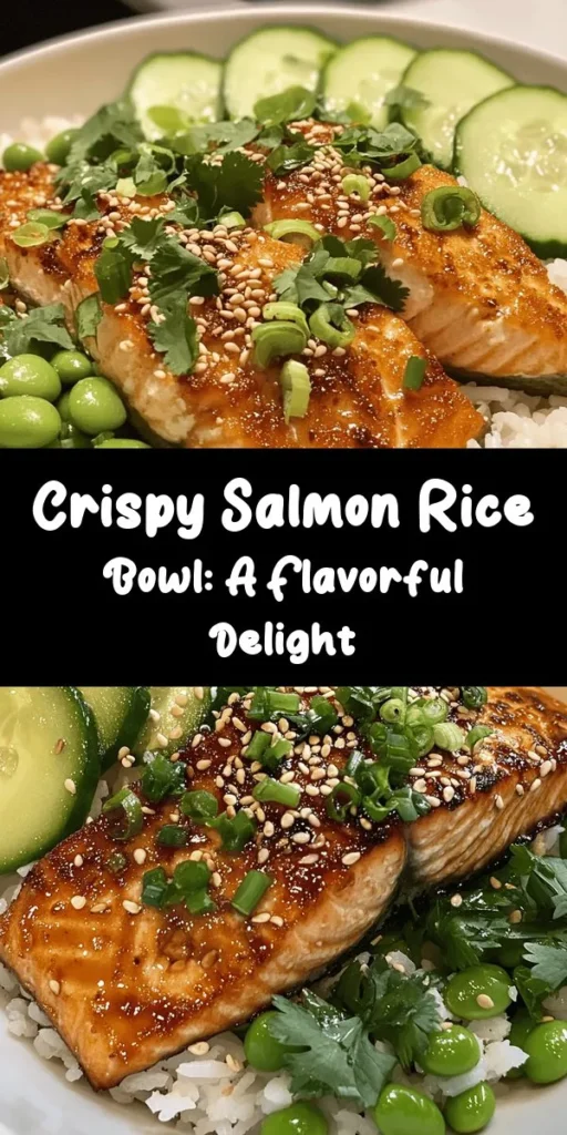 Indulge in this delicious Crispy Salmon and Rice Bowl, perfect for a quick weeknight dinner! Tender salmon fillets are pan-seared for a golden crisp, served over fluffy jasmine rice with fresh cucumber, creamy avocado, and vibrant edamame. Drizzle a flavorful sauce made with soy sauce, rice vinegar, and honey for a touch of sweetness. Top with sesame seeds and fresh herbs for an irresistible finish. Easy to make and packed with flavor, this bowl is sure to become a favorite!