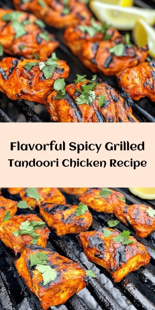 Experience the vibrant flavors of Spicy Grilled Tandoori Chicken that's sure to impress your taste buds! This succulent dish starts with a marinade of yogurt, aromatic spices, and fresh ginger and garlic, allowing the chicken to soak in all the goodness. After a grill session, you're left with perfectly charred, juicy pieces that are easy to prepare and packed with flavor. Serve with fresh cilantro and lemon wedges for a delicious meal that’s great with naan or rice. Perfect for your next BBQ!
