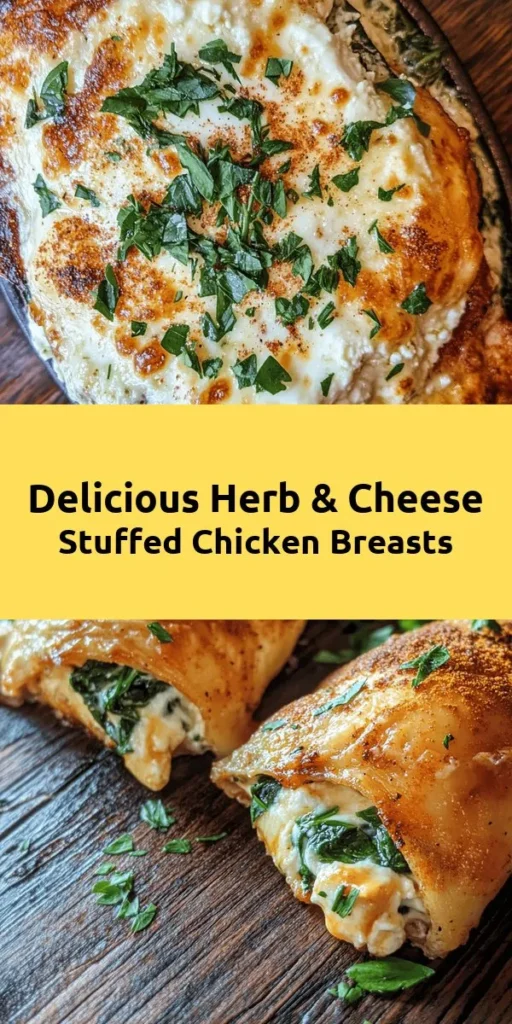 Discover a delicious twist on dinner with this Savory Herb & Cheese Stuffed Chicken Breast recipe! Juicy chicken breasts are stuffed with a creamy mixture of fresh spinach, silky cream cheese, and tangy feta, then baked to perfection for a mouthwatering meal. Perfect for any occasion, it’s easy to prepare and packed with flavor. Your family will love this hearty dish, making it a new weeknight favorite. Try it tonight!