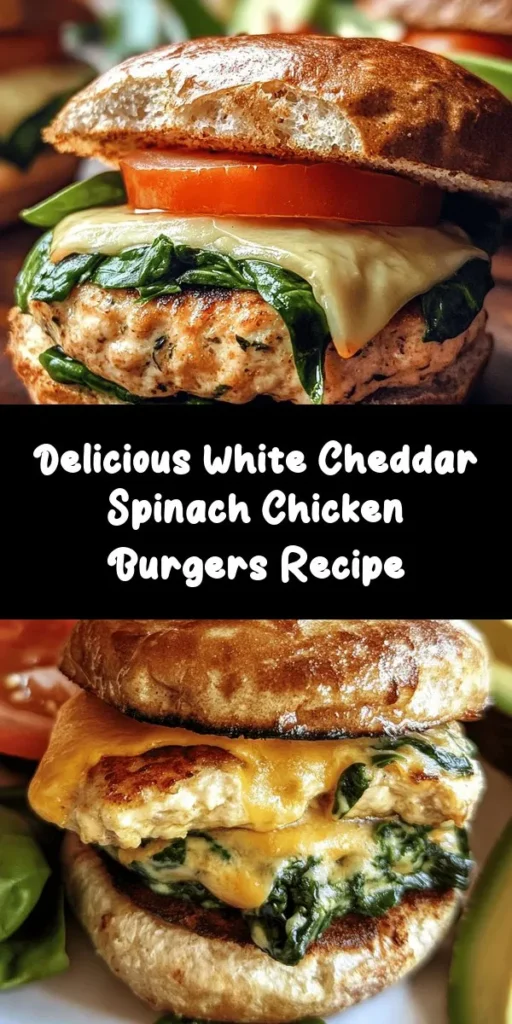 Try these delicious White Cheddar and Spinach Chicken Burgers for a healthy twist on a classic favorite! Made with ground chicken, fresh spinach, and rich white cheddar cheese, these flavorful patties are easy to whip up in just 30 minutes. Perfect for a weeknight dinner or weekend BBQ, these burgers can be customized with your favorite toppings like avocado, tomatoes, and lettuce. Enjoy a tasty meal that's both satisfying and nutritious!