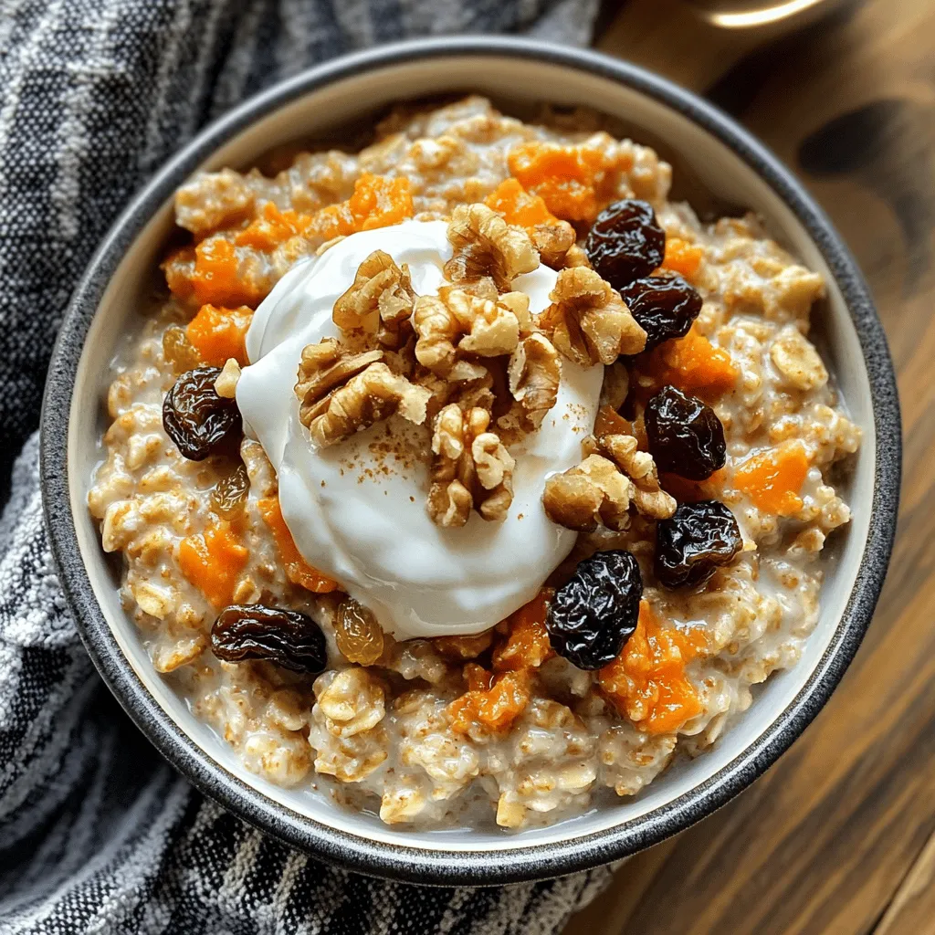 In the quest for a nutritious yet delicious breakfast, the Carrot Cake Oatmeal Delight stands out as a remarkable fusion of flavors and health benefits. This innovative dish marries the comforting textures of warm oatmeal with the delightful spices and sweetness reminiscent of traditional carrot cake. Imagine starting your day with a bowl brimming with the essence of freshly baked carrot cake, infused with wholesome oats and vibrant ingredients that energize and nourish your body.