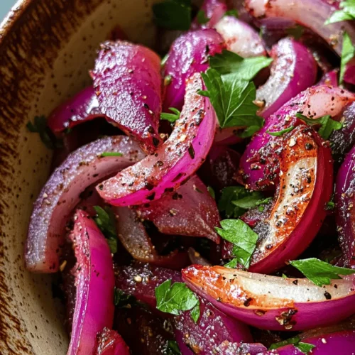 Sumac onions are a delightful side dish that brings a burst of flavor and color to any meal. Originating from Middle Eastern cuisine, this dish has gained popularity not only for its unique taste but also for its versatility. Sumac, a tart and tangy spice made from the dried berries of the sumac plant, pairs beautifully with the sharpness of onions, creating a balance that enhances a variety of dishes. This recipe is a celebration of simplicity and freshness, making it a favorite among those seeking quick yet impressive accompaniments to their meals.