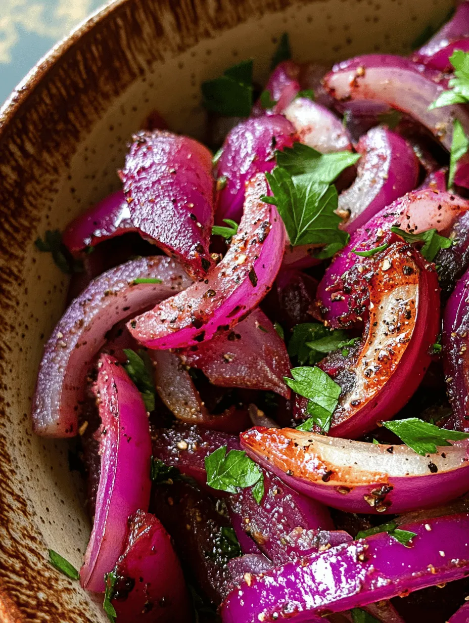 Sumac onions are a delightful side dish that brings a burst of flavor and color to any meal. Originating from Middle Eastern cuisine, this dish has gained popularity not only for its unique taste but also for its versatility. Sumac, a tart and tangy spice made from the dried berries of the sumac plant, pairs beautifully with the sharpness of onions, creating a balance that enhances a variety of dishes. This recipe is a celebration of simplicity and freshness, making it a favorite among those seeking quick yet impressive accompaniments to their meals.