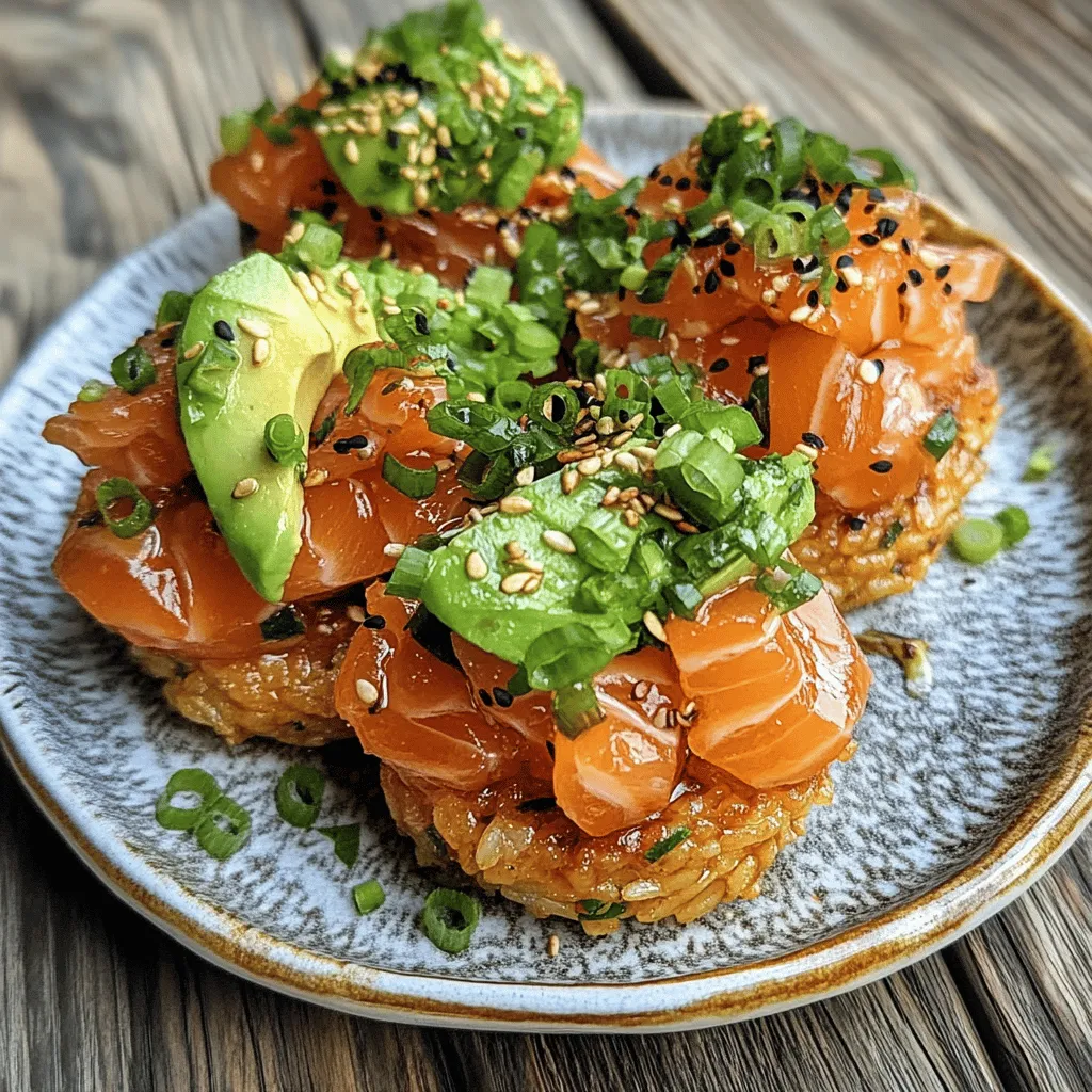 At the heart of Salmon Crispy Rice lies sushi rice, known for its unique properties that set it apart from regular rice varieties. Sushi rice, or "shari," is a short-grain rice that becomes sticky when cooked, allowing it to hold its shape and be molded into various forms. The stickiness is essential for creating the perfect base for your crispy rice cakes.