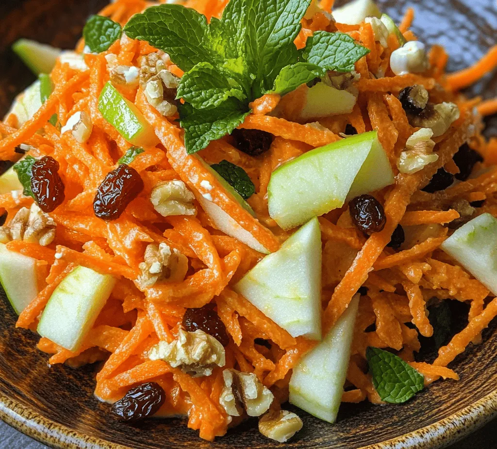 Welcome to the vibrant world of the Crunchy Carrot Apple Delight, a refreshing salad that beautifully combines the sweetness of crisp apples with the earthiness of fresh carrots. This delightful dish is not just a feast for the palate but also a powerhouse of nutrition, making it an ideal choice for various occasions. Whether you're serving it as a side dish during a family gathering or enjoying it as a light snack, this salad promises to entice your taste buds while providing essential nutrients.