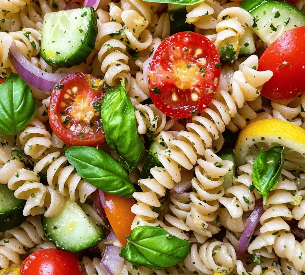 The appeal of this Lemon Basil Pasta Salad lies in its harmonious balance of flavors. The zesty lemon juice adds a tangy brightness that awakens the taste buds, while the fresh basil contributes a savory note that ties the whole dish together. The combination of these ingredients results in a salad that is both refreshing and satisfying—perfect for summer picnics, barbecues, or a light lunch on a warm day.