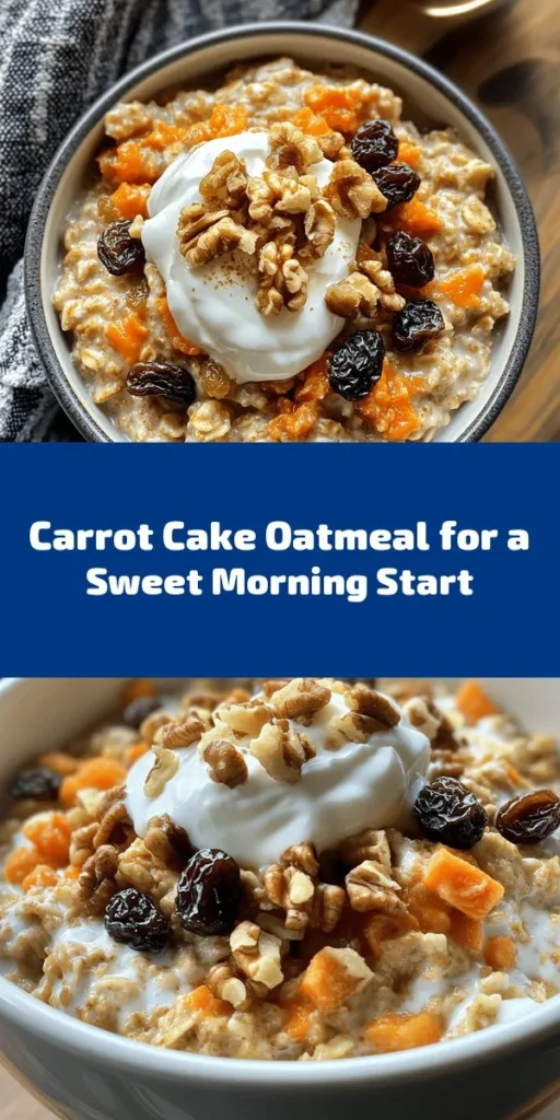 Start your day with a delightful twist on breakfast! This Carrot Cake Oatmeal Delight combines rolled oats with grated carrots, crushed pineapple, and warm spices for a deliciously healthy meal. Topped with Greek yogurt or a drizzle of cream cheese frosting, it’s a satisfying way to enjoy the flavors of carrot cake in the morning. Perfect for a quick breakfast or a cozy brunch with friends. Whip it up in just 15 minutes and enjoy the scrumptious goodness!