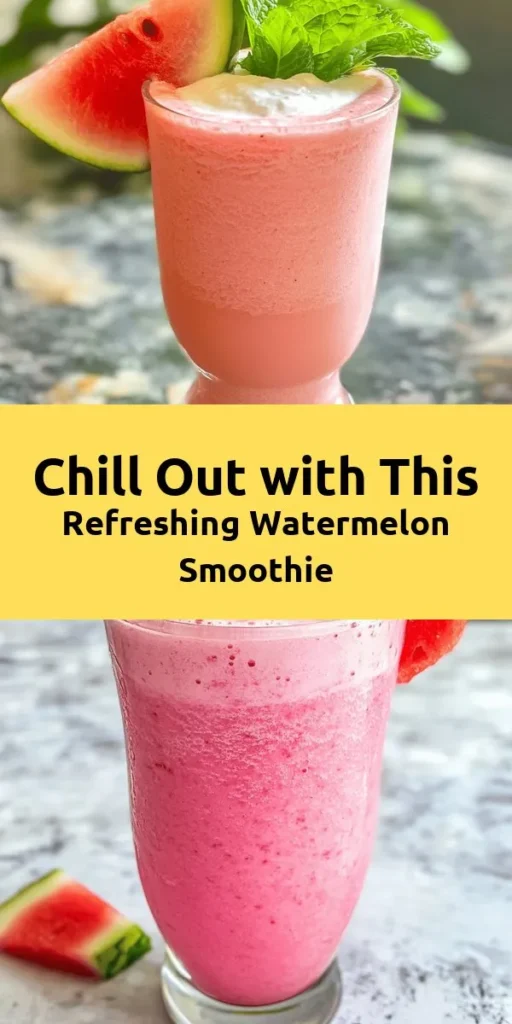 Beat the heat with this refreshing Watermelon Smoothie! Made with fresh watermelon, chilled coconut water, and a hint of lime, this easy recipe bursts with tropical flavors. Optional Greek yogurt adds creaminess, while honey or agave sweetens it just right. Perfect for a quick breakfast or a cooling afternoon treat, simply blend the ingredients, garnish with mint, and enjoy! Prep takes only 10 minutes, so it's fast and delicious!