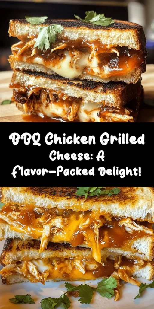 Indulge in the ultimate comfort food with this BBQ Chicken Grilled Cheese! This easy recipe combines crispy sourdough bread, succulent BBQ chicken, and a gooey blend of cheddar and mozzarella cheese. Perfect for a quick lunch or cozy dinner, it’s packed with flavors and just takes 15 minutes to prepare. Drizzle with extra BBQ sauce and garnish with fresh herbs for an extra touch. Get ready to savor every cheesy, saucy bite!