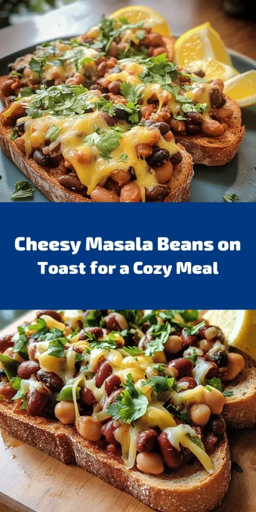 Indulge in the delightful fusion of flavors with Cheesy Masala Beans on Toast! This easy recipe brings together protein-packed mixed beans sautéed with aromatic spices like cumin and garam masala, topped with gooey cheese. Perfectly paired with crispy toasted bread, this dish is not only quick to make but also irresistibly delicious. Garnish with fresh coriander and serve with lemon wedges for a zesty finish. Ideal for breakfast or a cozy dinner!