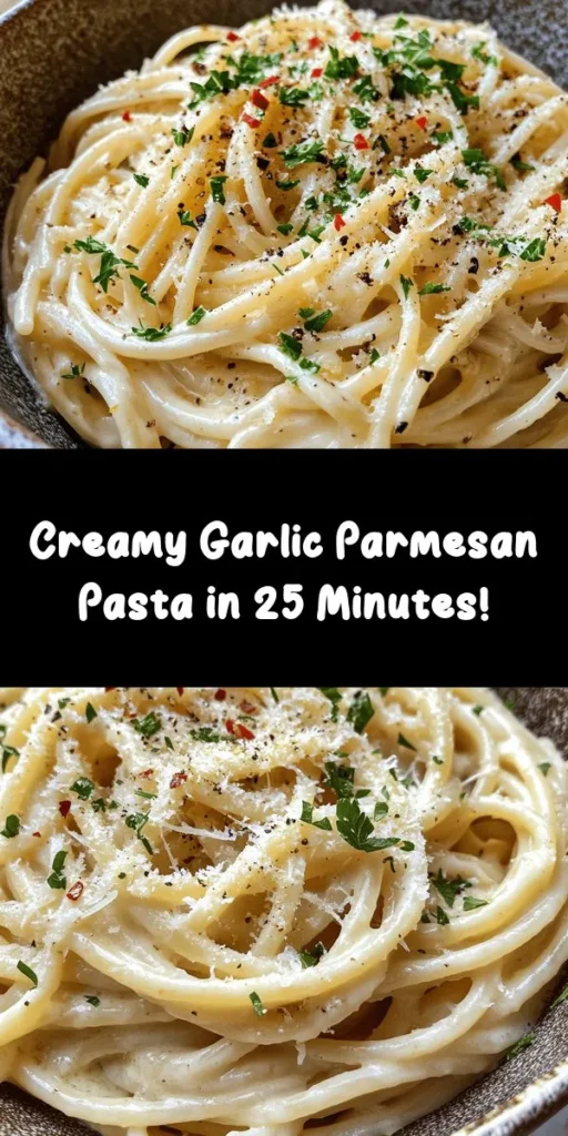 Indulge in this creamy Garlic Parmesan Pasta Delight that's perfect for any night of the week! With just a few ingredients like spaghetti, garlic, heavy cream, and freshly grated Parmesan cheese, you can whip up a delicious meal in no time. This recipe includes easy steps to create a rich and flavorful sauce that beautifully coats your pasta. Garnish with fresh parsley and extra cheese for a delectable finish. Get ready to impress your family or enjoy a cozy night in!
