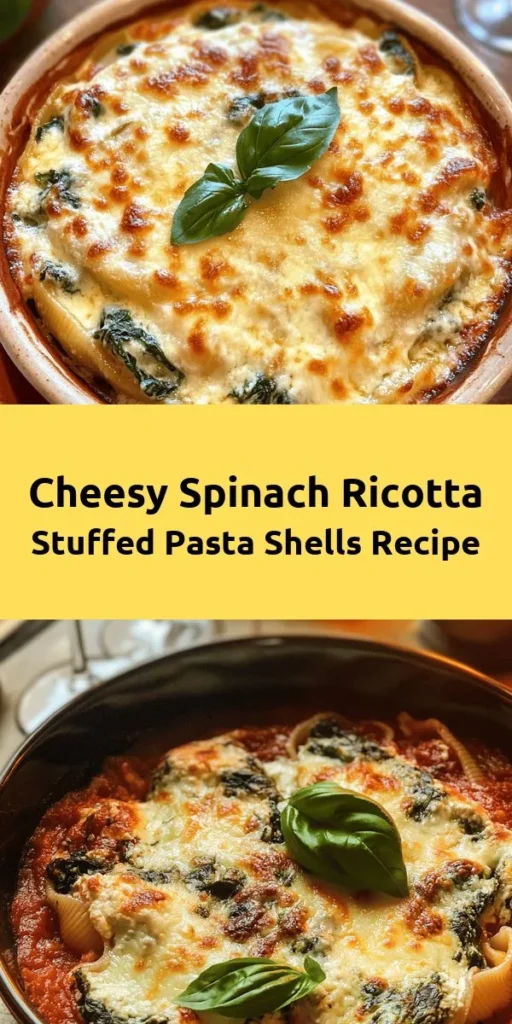 Discover a delicious twist on pasta night with these Spinach & Ricotta Delight Shells! Jumbo pasta shells are generously filled with a creamy ricotta and fresh spinach mixture, then baked in marinara sauce and topped with melted mozzarella cheese. This comforting dish is perfect for family dinners or a cozy gathering. With a prep time of just 15 minutes, you can have a gourmet meal ready in under an hour. Don't forget to garnish with fresh basil for an extra touch!