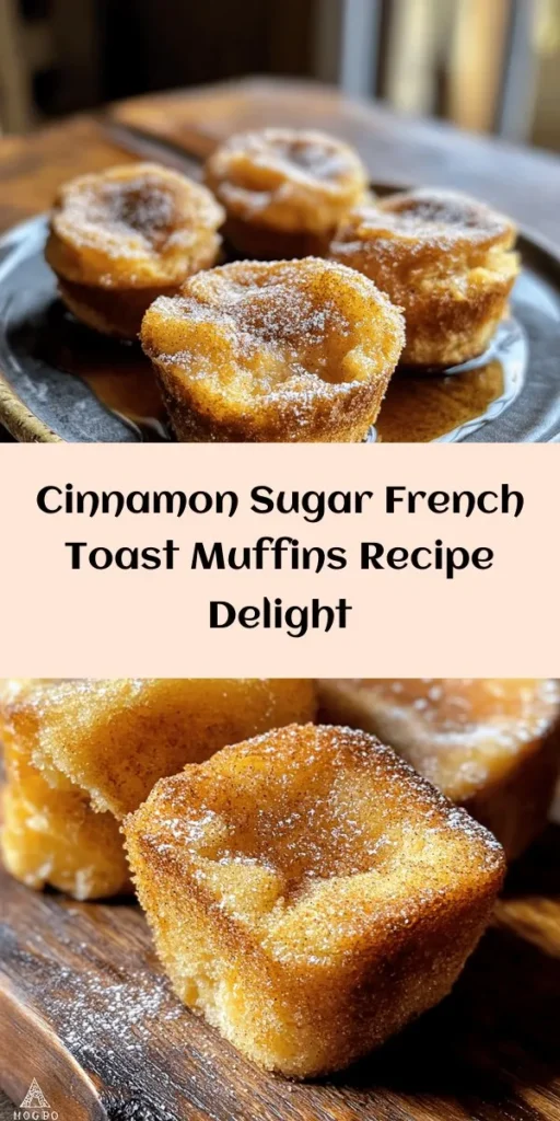 Indulge in the delightful taste of Cinnamon Sugar French Toast Muffins! Perfect for brunch or a cozy breakfast, these muffins are made with day-old bread soaked in a creamy custard of eggs, milk, and warm spices. Baked until golden and topped with a sweet cinnamon sugar dusting, each bite is a delicious treat. Serve warm with a drizzle of maple syrup and enjoy the comforting flavors of French toast in a fun muffin form. A simple and delightful recipe you’ll want to make again and again!