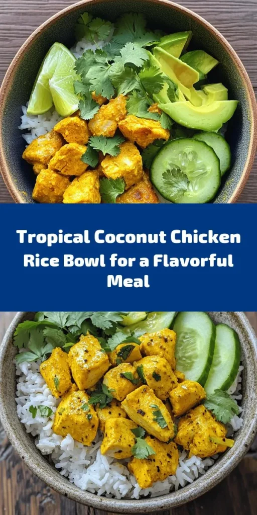 Create a tropical escape with this Coconut Chicken Rice Bowl! This delightful dish features fluffy jasmine rice cooked in creamy coconut milk and savory chicken thighs infused with ginger and garlic. Topped with fresh cilantro and optional goodies like avocado and cucumbers, it’s the perfect midweek meal. Quick and satisfying, it brings a burst of flavor to your dinner table in just 40 minutes. Enjoy with a squeeze of lime for an extra zing!