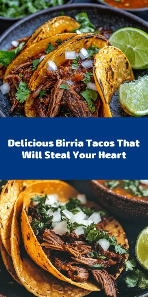 Indulge in my favorite Birria Tacos that are bursting with flavor and perfect for any occasion! This recipe features tender beef chuck roast simmered in a rich blend of guajillo and ancho chiles, spices, and beef broth for a savory experience. Serve these hearty tacos with fresh cilantro, onions, and zesty lime wedges. Whether enjoyed plain or as quesabirria style with melted cheese, each bite is a taste of Mexico. Perfect for gatherings or a cozy dinner!