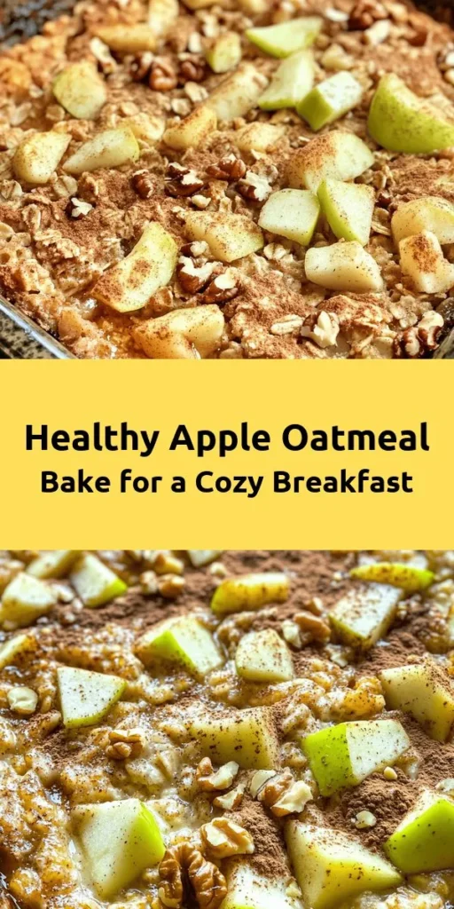 Start your day right with this Irresistible Healthy Apple Oatmeal Breakfast Bake! Packed with rolled oats, apples, and a touch of cinnamon, this wholesome dish is not only delicious but also nutritious. Perfect for meal prep, it combines simple ingredients like almond milk, applesauce, and maple syrup to create a warm and satisfying breakfast. Bake it up in just 40 minutes and enjoy it on its own or with your favorite toppings. A tasty way to fuel your morning!