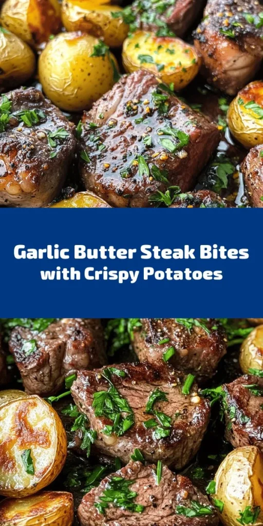 Indulge in the mouthwatering goodness of Garlic Butter Steak Bites and Potatoes! This dish features tender sirloin steak cooked to perfection and paired with golden baby potatoes. Tossed in a rich garlic butter sauce with aromatic rosemary and smoked paprika, it's a feast for the senses. Perfect for a cozy dinner, this recipe is easy to make and serves up to four. Get ready to impress with this delightful and satisfying meal!