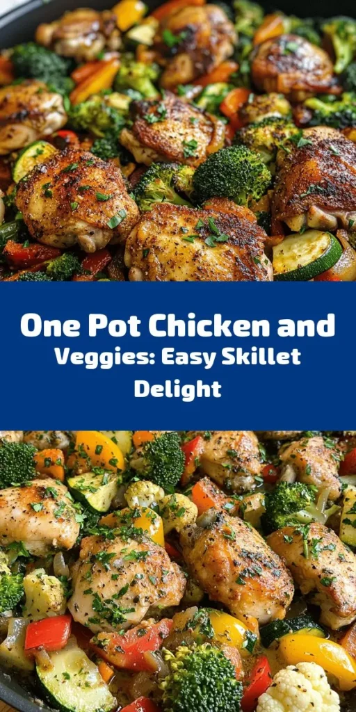 Discover the delightful simplicity of this One Pot Chicken and Vegetables Skillet recipe! Packed with tender chicken thighs and fresh veggies like zucchini, broccoli, and cauliflower, this dish is healthy and bursting with flavor. With just one skillet and minimal cleanup, you can whip this up in 30 minutes. Perfect for busy weeknights, this meal is easy to customize with your favorite vegetables. Try it today and enjoy a wholesome, delicious dinner!