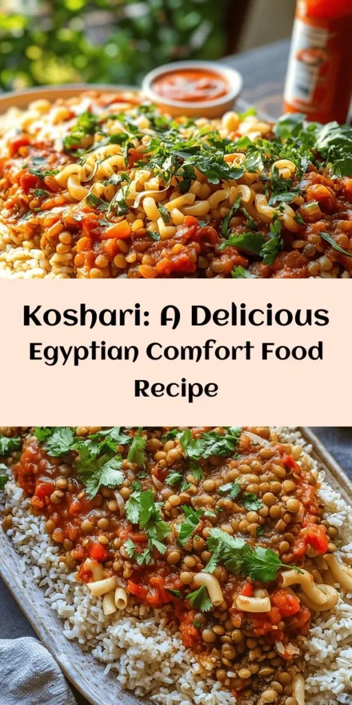 Dive into a plate of Koshari Bliss, a delicious Egyptian dish that’s packed with flavor! This hearty recipe features layers of lentils, rice, and macaroni topped with a rich tomato sauce and caramelized onions. Perfect for family dinners or impressing guests, it's a complete meal that's both comforting and nutritious. Garnish with fresh herbs and serve with your favorite hot sauce for an extra kick. Try this ultimate comfort food today!