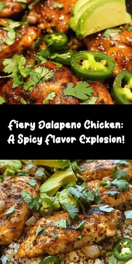 Spice up your dinner with this Spicy Jalapeno Chicken Delight! Made with tender chicken thighs, fresh jalapeños, and a medley of bold spices, this dish is perfect for those who love a kick of heat. Marinate the chicken for deeper flavor, sauté with onions and jalapeños, then serve over fluffy rice or quinoa topped with fresh cilantro and creamy avocado. Easy to make and packed with flavor, it's sure to be a family favorite!