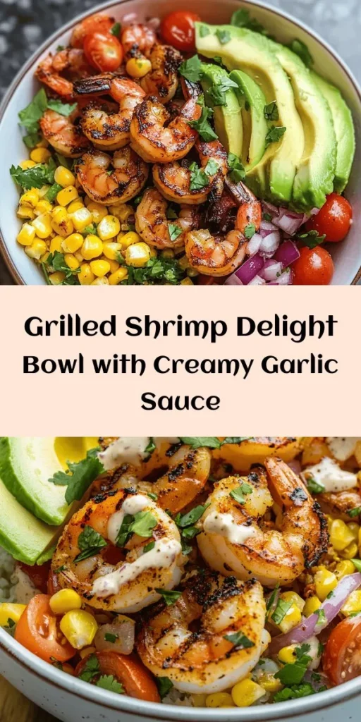 Dive into this Shrimp Delight Bowl bursting with fresh flavors! Marinated shrimp, grilled to perfection, sit atop a vibrant corn salsa and creamy garlic sauce. With ripe avocado and a sprinkle of cilantro, each bite is a delicious adventure. Perfect for a quick weeknight dinner or a weekend gathering. Ready in just 25 minutes, this colorful dish combines nutrition and taste effortlessly. Gather your ingredients and treat yourself to a delightful meal!