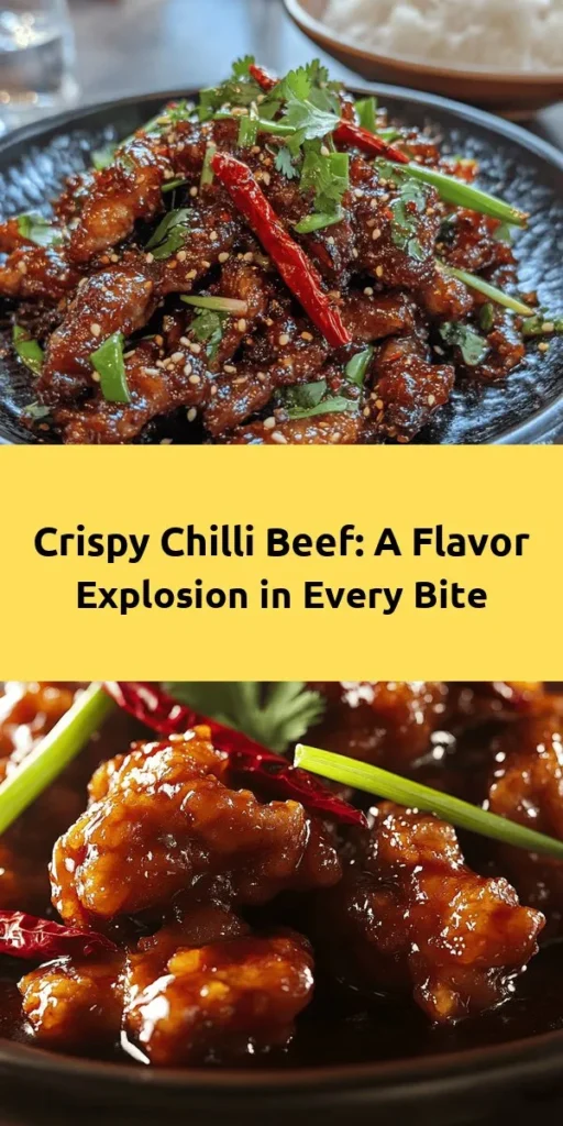 Looking for a dish that brings the heat and crunch? Try this Sizzling Crispy Chilli Beef! Tender beef sirloin is marinated and coated in a crispy batter, then deep-fried to golden perfection. Tossed with spicy chilies, garlic, and a sweet chili sauce, this recipe creates mouthwatering flavors that are simply irresistible. Serve it up with steamed rice or noodles for a complete meal that will impress your family and friends. Dive into this flavorful adventure!