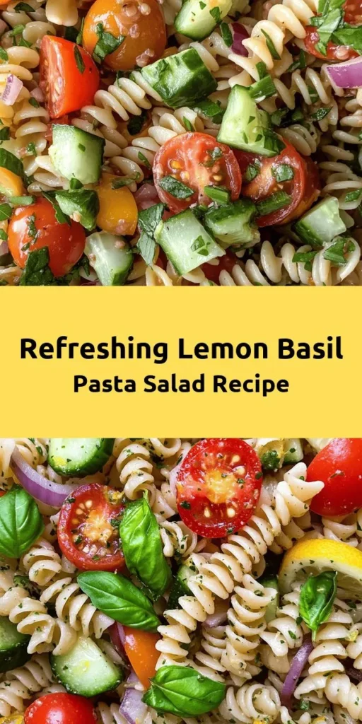 Brighten up your meal with this refreshing Lemon Basil Pasta Salad! Packed with whole grain pasta, juicy cherry tomatoes, crispy cucumber, and aromatic basil, it’s the perfect dish for a light lunch or dinner. The zesty dressing uses fresh lemon juice and garlic powder for a flavorful twist, and optional nutritional yeast adds a cheesy touch. Chill for 30 minutes to let the flavors meld, and enjoy a deliciously vibrant meal that’s ready in just 45 minutes!