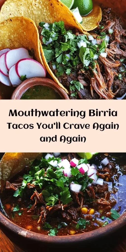 Dive into the bold flavors of homemade Birria Tacos with this delightful recipe! Tender beef simmered in a rich sauce made from dried chilies, garlic, and spices creates a mouthwatering filling. Simply serve in warm corn tortillas topped with fresh cilantro, onions, and a squeeze of lime. Perfect for gatherings or a cozy night in, these tacos are sure to become a family favorite. Don't forget the dipping broth for an extra flavor burst! 🌮🔥
